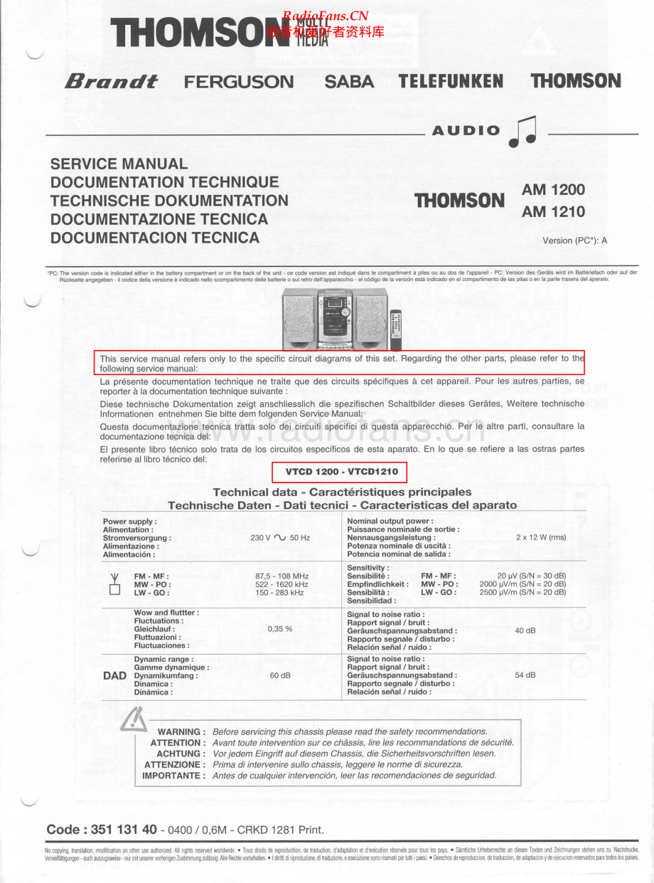 Thomson-AM1200-cs-sm 维修电路原理图.pdf_第1页