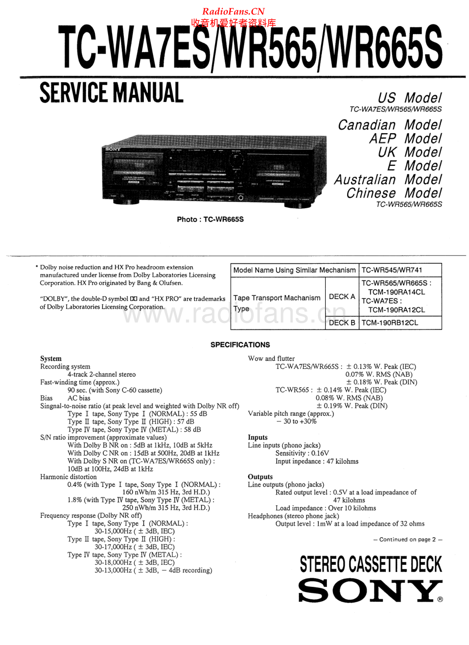 Sony-TCWR665S-tape-sm 维修电路原理图.pdf_第1页