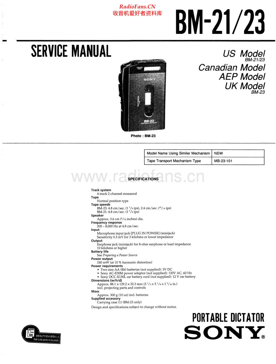 Sony-BM21-tape-sm 维修电路原理图.pdf_第1页