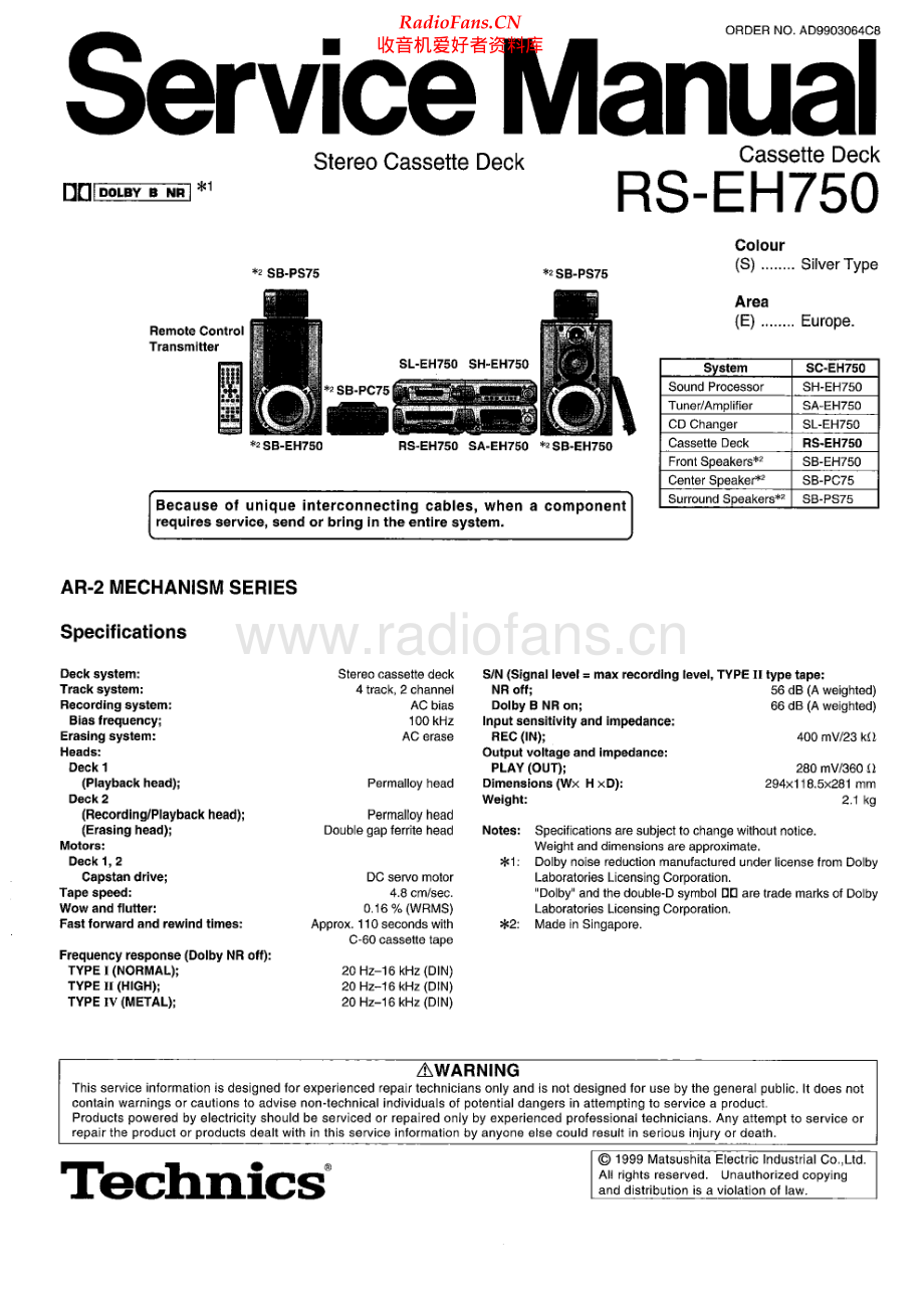 Technics-RSEH750-tape-sm 维修电路原理图.pdf_第1页