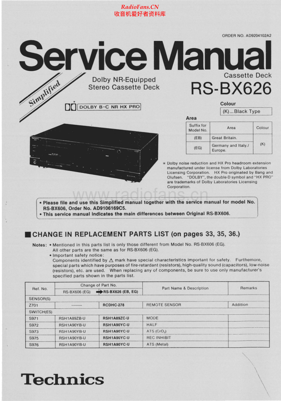 Technics-RSBX626-tape-sm 维修电路原理图.pdf_第1页