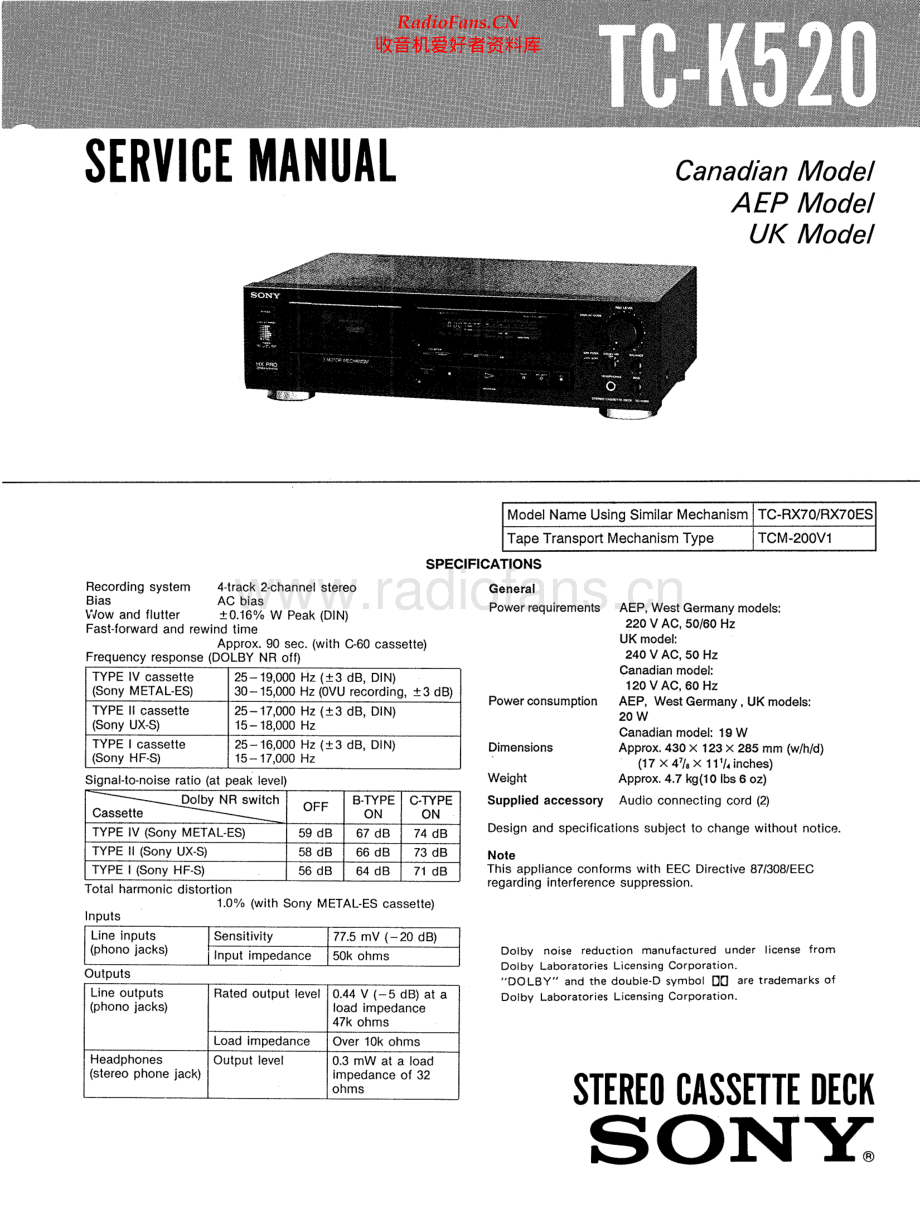 Sony-TCK520-tape-sm 维修电路原理图.pdf_第1页