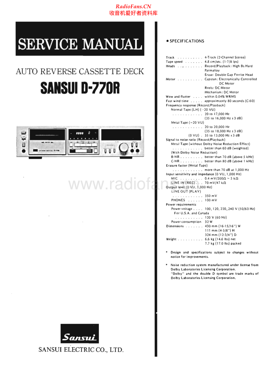 Sansui-D770R-tape-sm 维修电路原理图.pdf_第1页