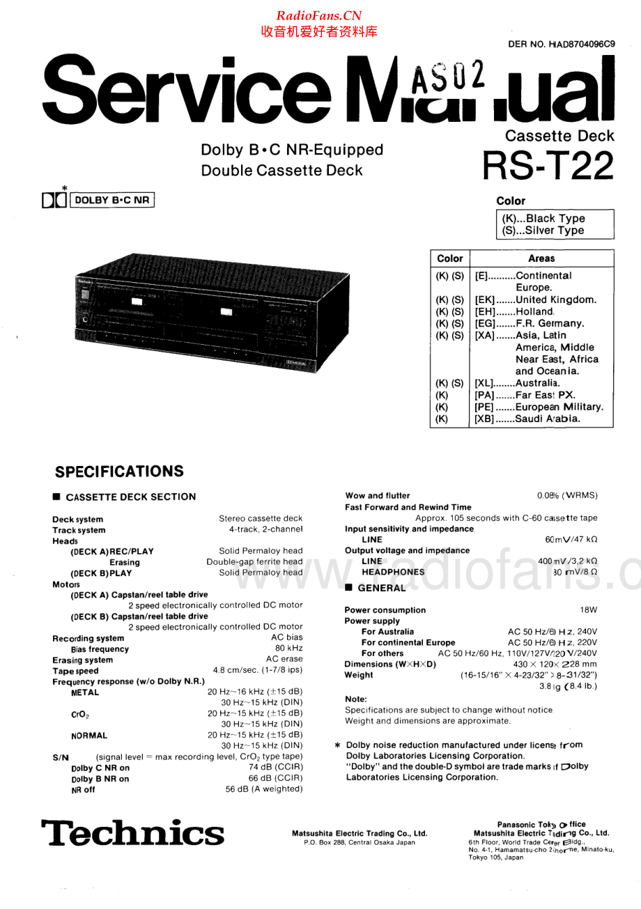 Technics-RST22-tape-sm 维修电路原理图.pdf_第1页