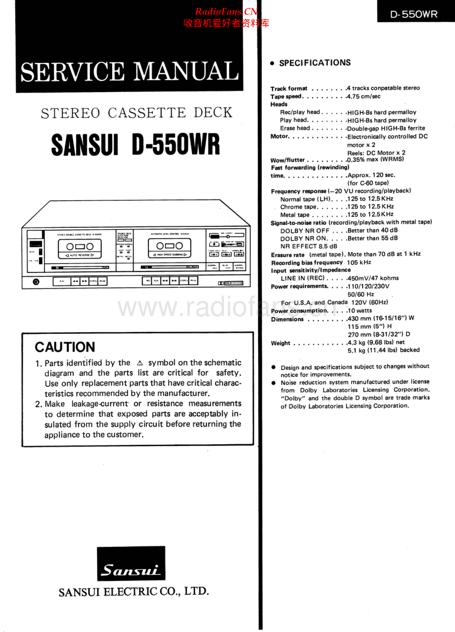 Sansui-D550WR-tape-sm 维修电路原理图.pdf_第1页