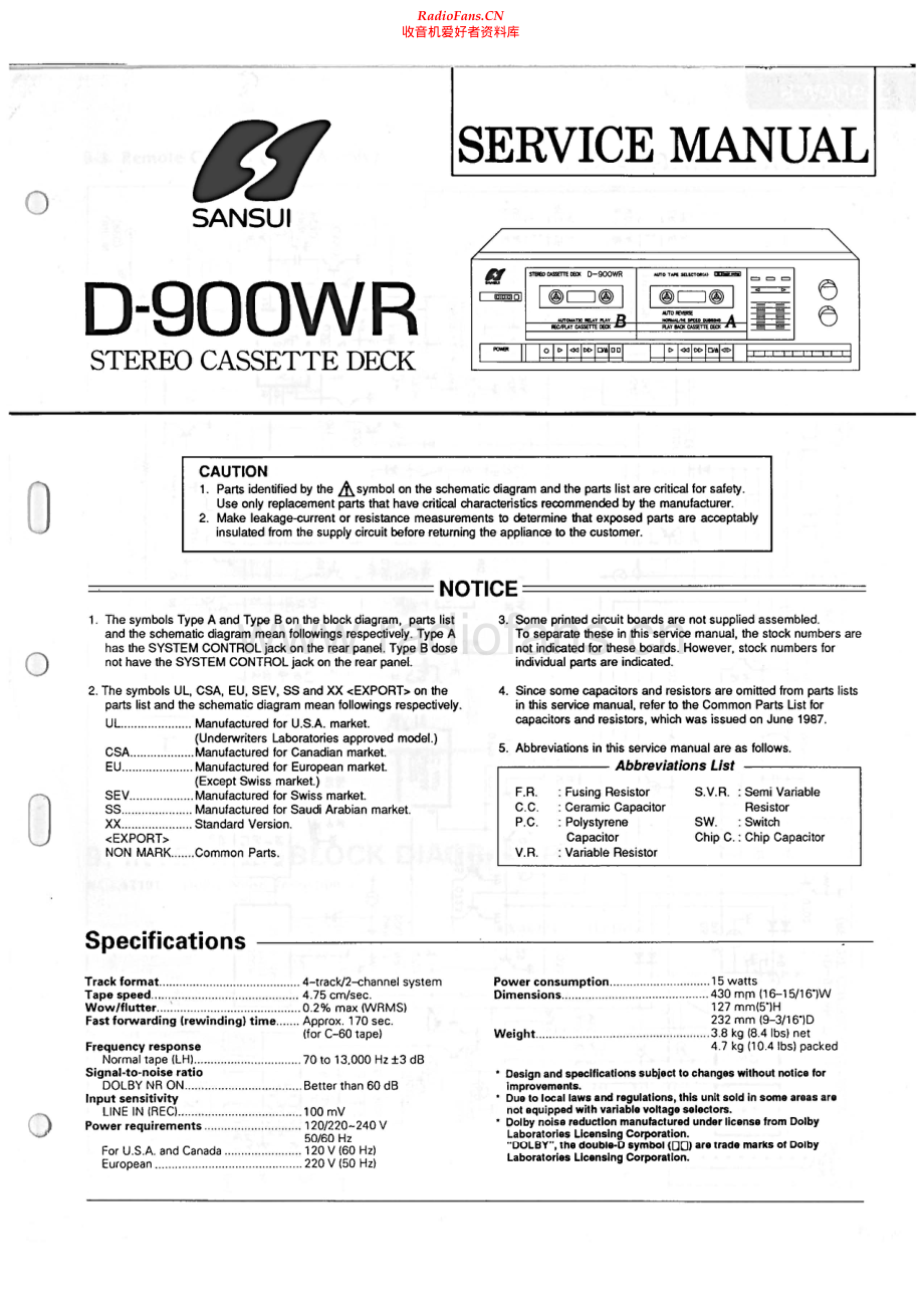 Sansui-D900WR-tape-sm 维修电路原理图.pdf_第1页