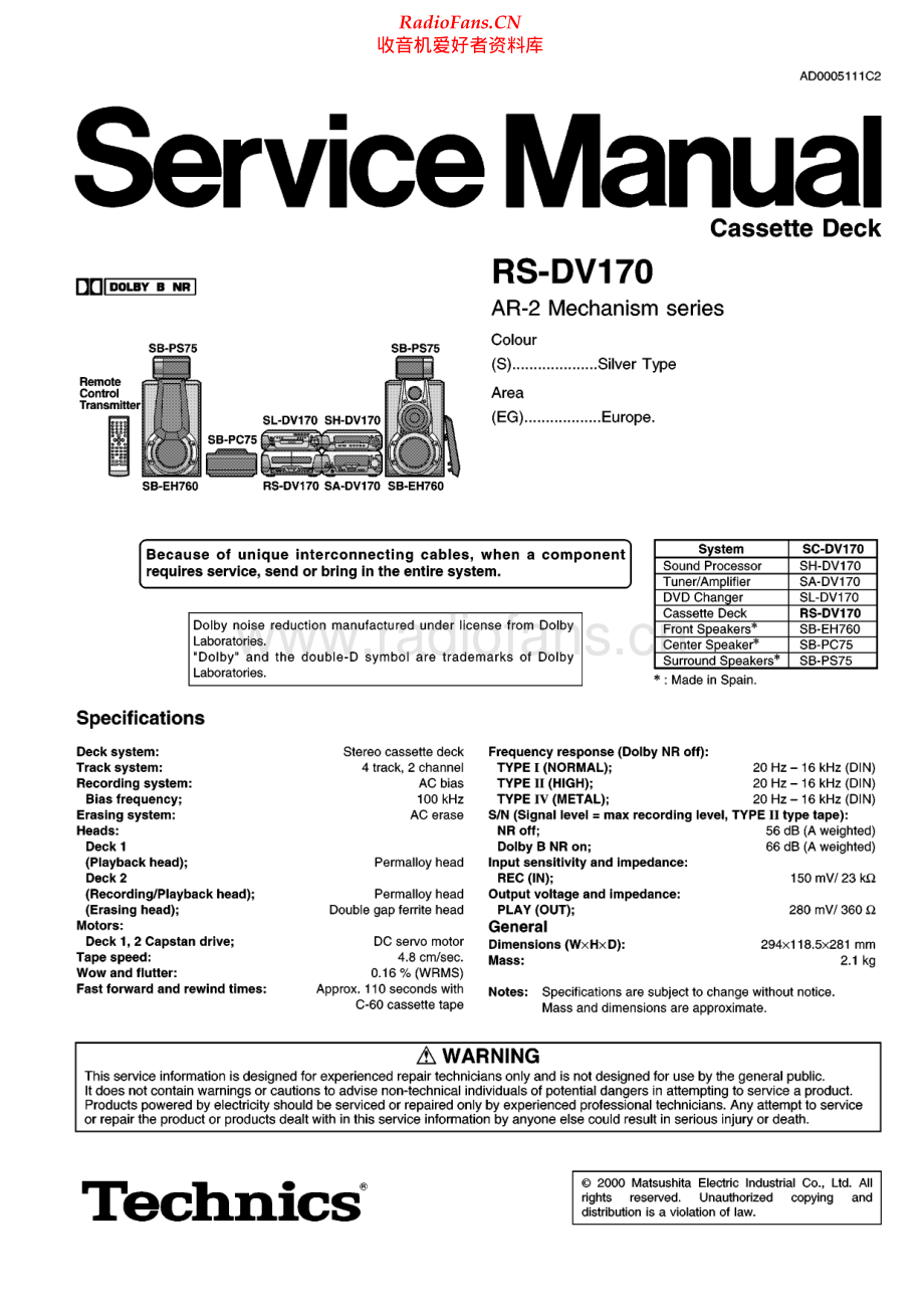 Technics-RSDV170-tape-sm 维修电路原理图.pdf_第1页