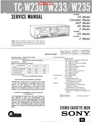 Sony-TCW230-tape-sm 维修电路原理图.pdf