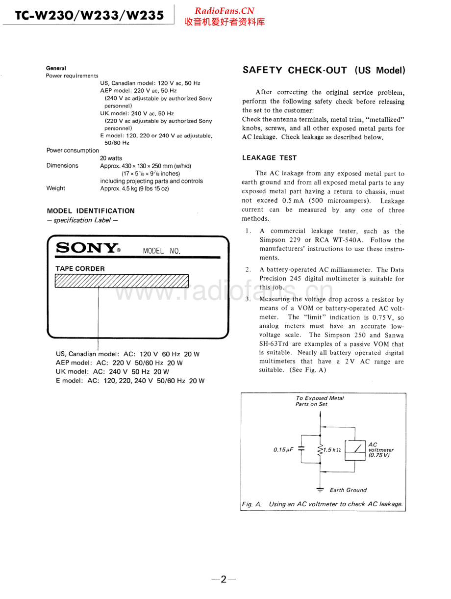 Sony-TCW230-tape-sm 维修电路原理图.pdf_第2页