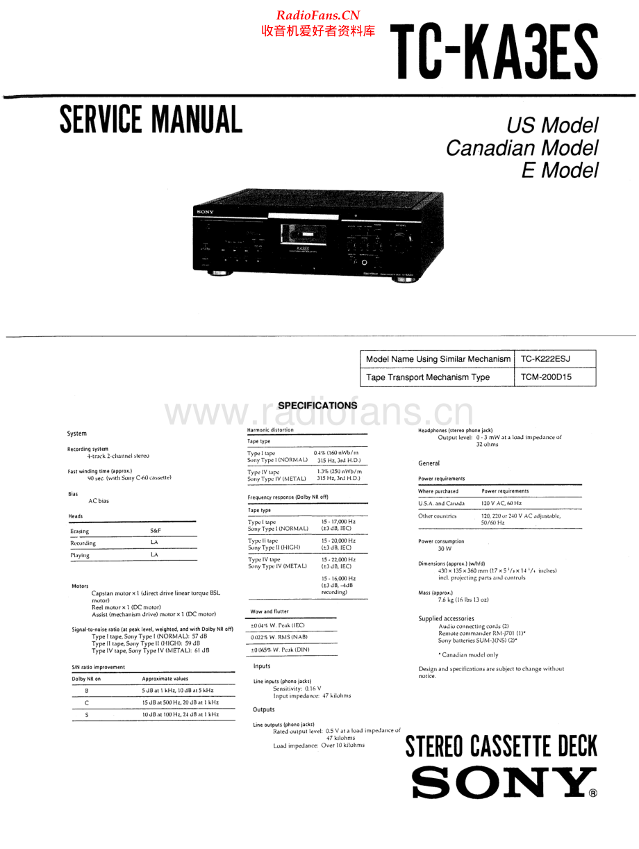 Sony-TCKA3ES-tape-sm 维修电路原理图.pdf_第1页