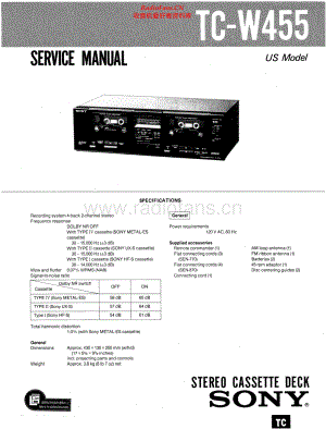 Sony-TCW455-tape-sm 维修电路原理图.pdf