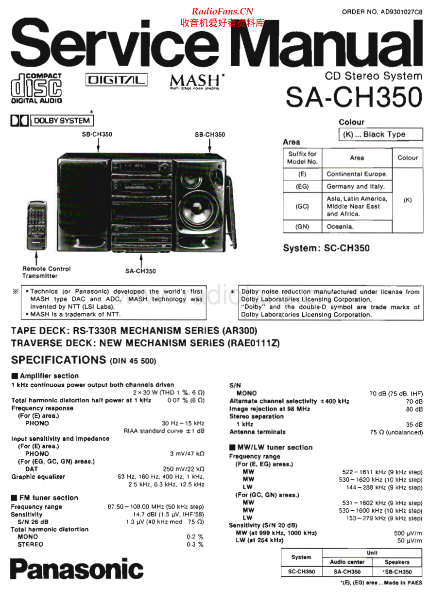 Technics-SACH350-cs-sm 维修电路原理图.pdf_第1页