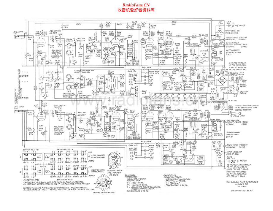 Tandberg-Model74-tape-sch 维修电路原理图.pdf_第1页