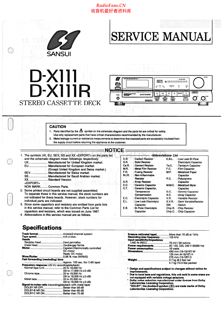 Sansui-DX111-tape-sm 维修电路原理图.pdf_第1页