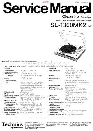 Technics-SL1300_MK2-tt-sm 维修电路原理图.pdf