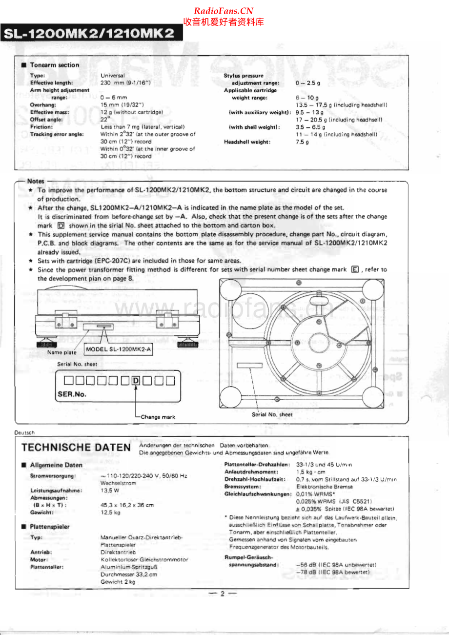 Technics-SL1200_MK2-tt-sup1 维修电路原理图.pdf_第2页