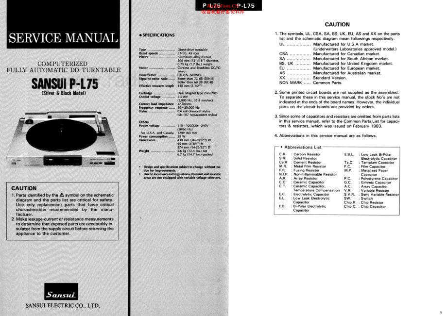 Sansui-PL75-tt-sm 维修电路原理图.pdf_第1页