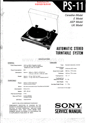 Sony-PS11-tt-sm 维修电路原理图.pdf