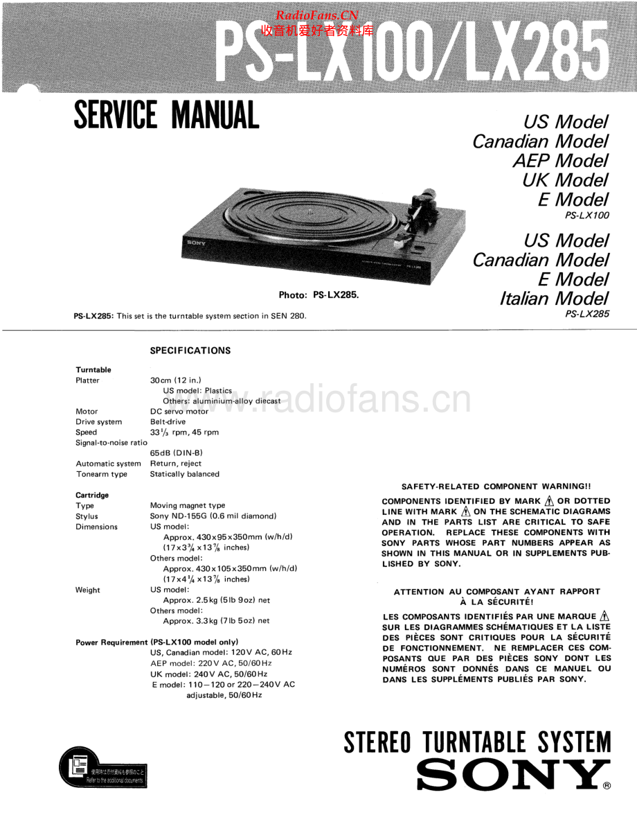 Sony-PSLX285-tt-sm 维修电路原理图.pdf_第1页