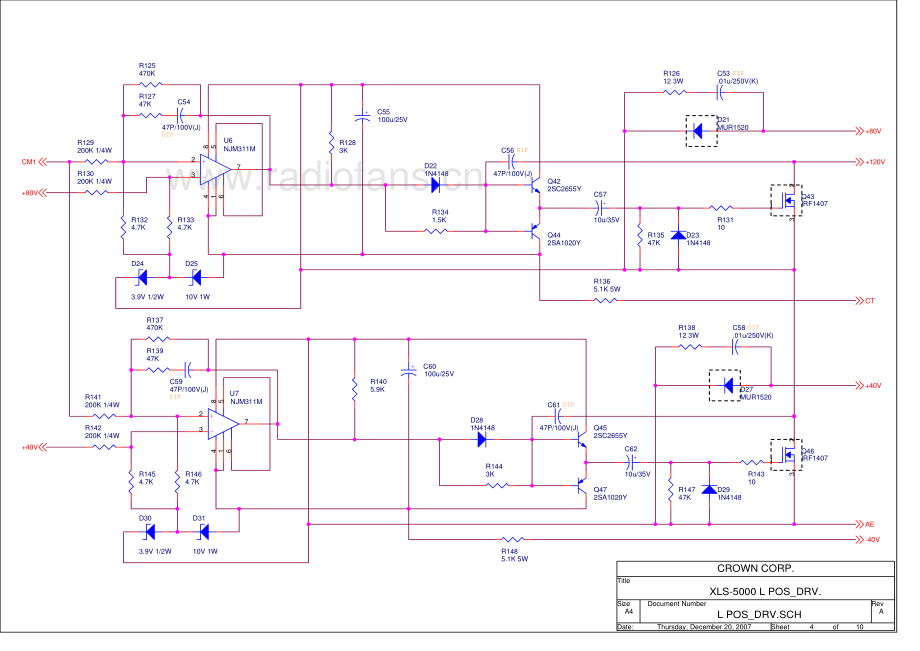 Crown-XLS5000-pwr-sch维修电路原理图.pdf_第3页