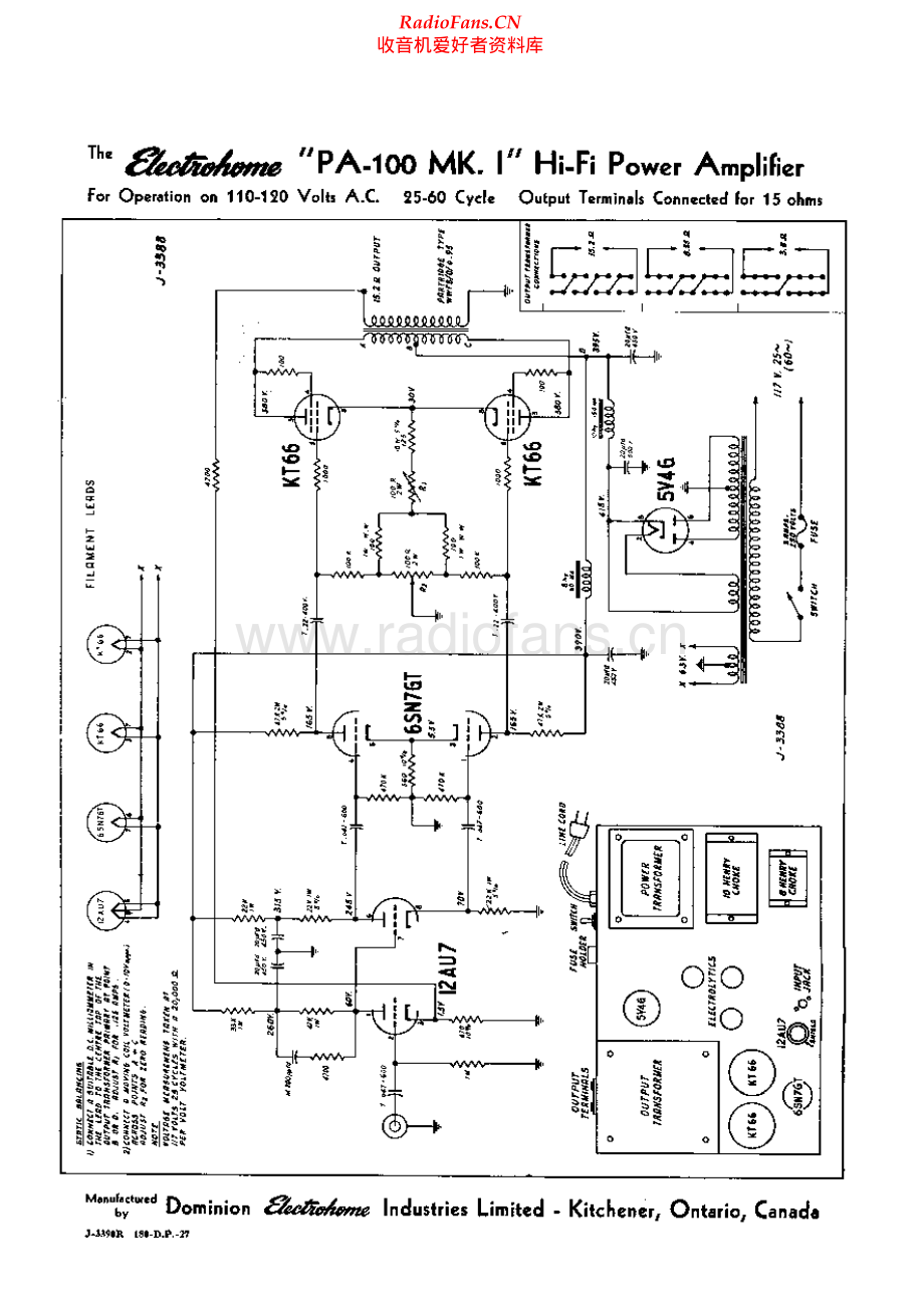 Electrohome-PA100-pwr-sch1维修电路原理图.pdf_第1页