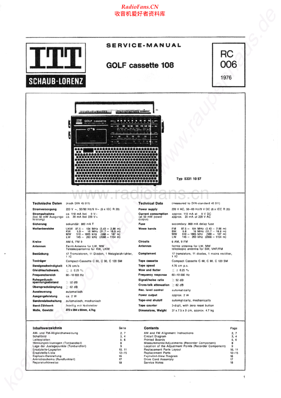 ITT-GolfCassette108-rec-sm 维修电路原理图.pdf_第1页