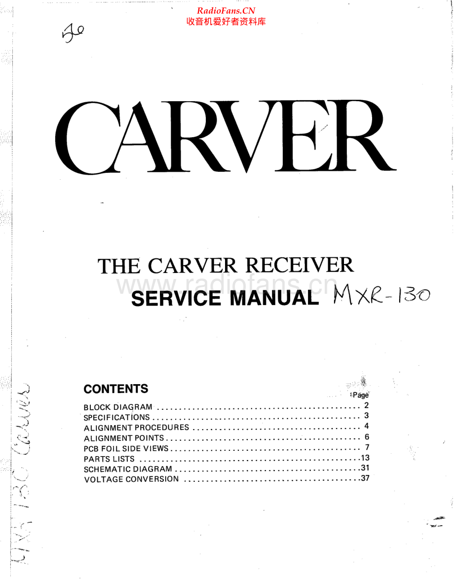 Carver-MXR130-rec-sm维修电路原理图.pdf_第1页