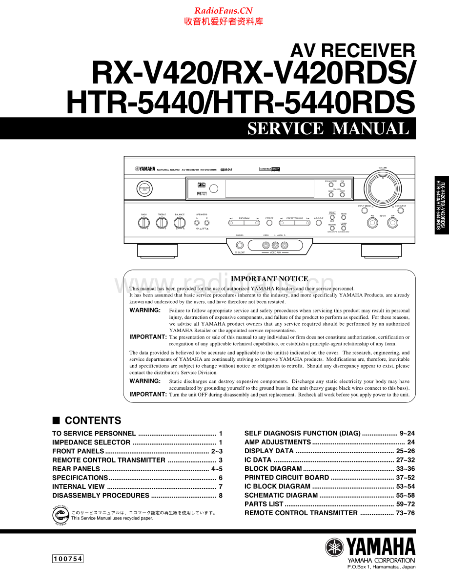 Yamaha-RXV420-rec-sm(1) 维修电路原理图.pdf_第1页