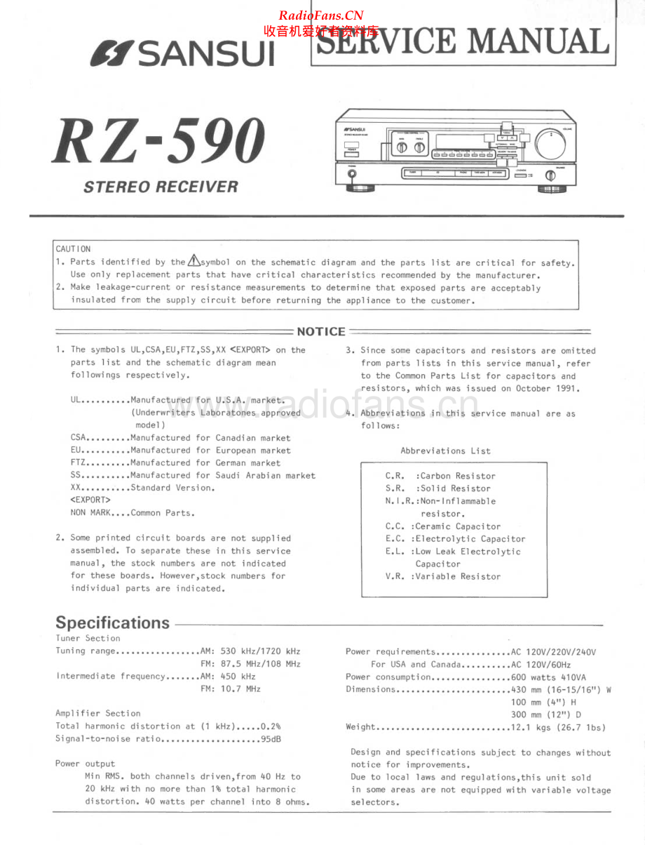 Sansui-RZ590-rec-sm 维修电路原理图.pdf_第1页