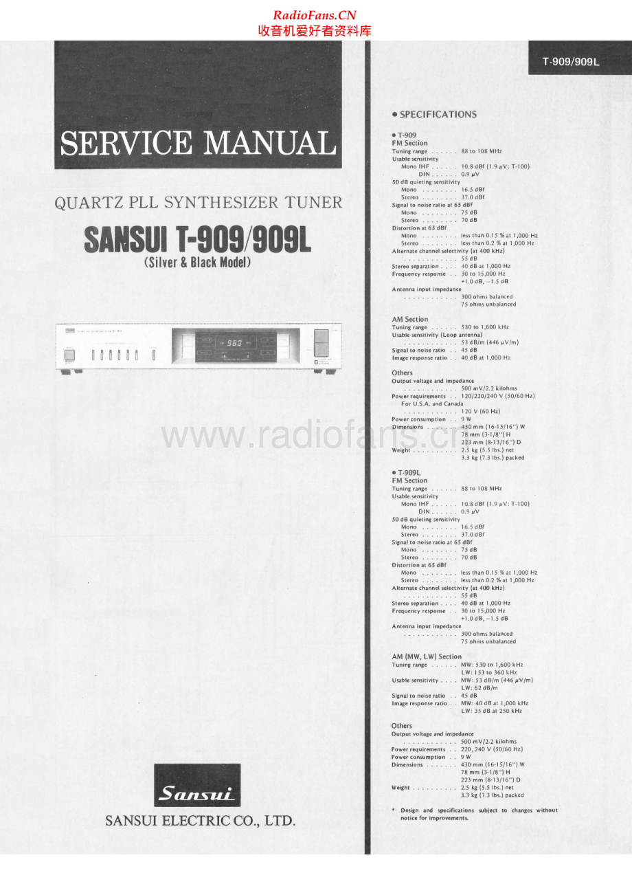 Sansui-T909-tun-sm 维修电路原理图.pdf_第1页