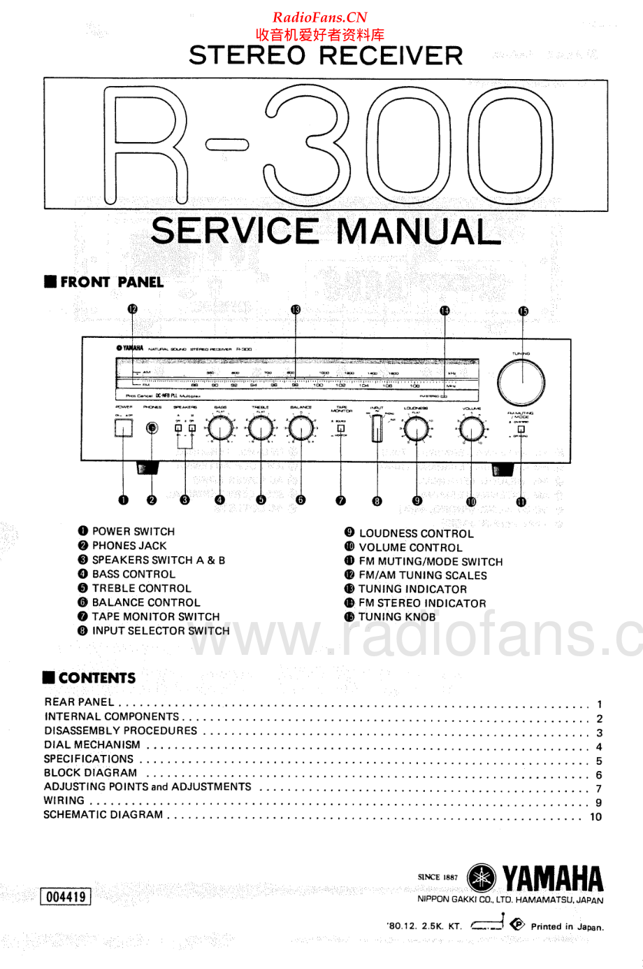 Yamaha-R300-rec-sm 维修电路原理图.pdf_第1页