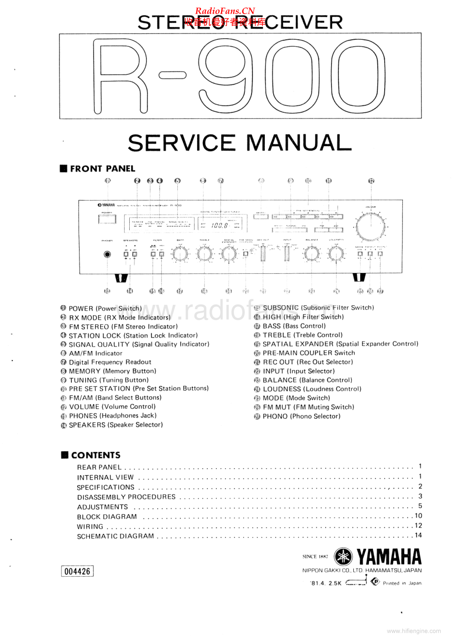 Yamaha-R900-rec-sm 维修电路原理图.pdf_第1页