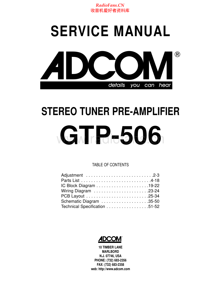 Adcom-GTP506-pre-sm维修电路原理图.pdf_第1页