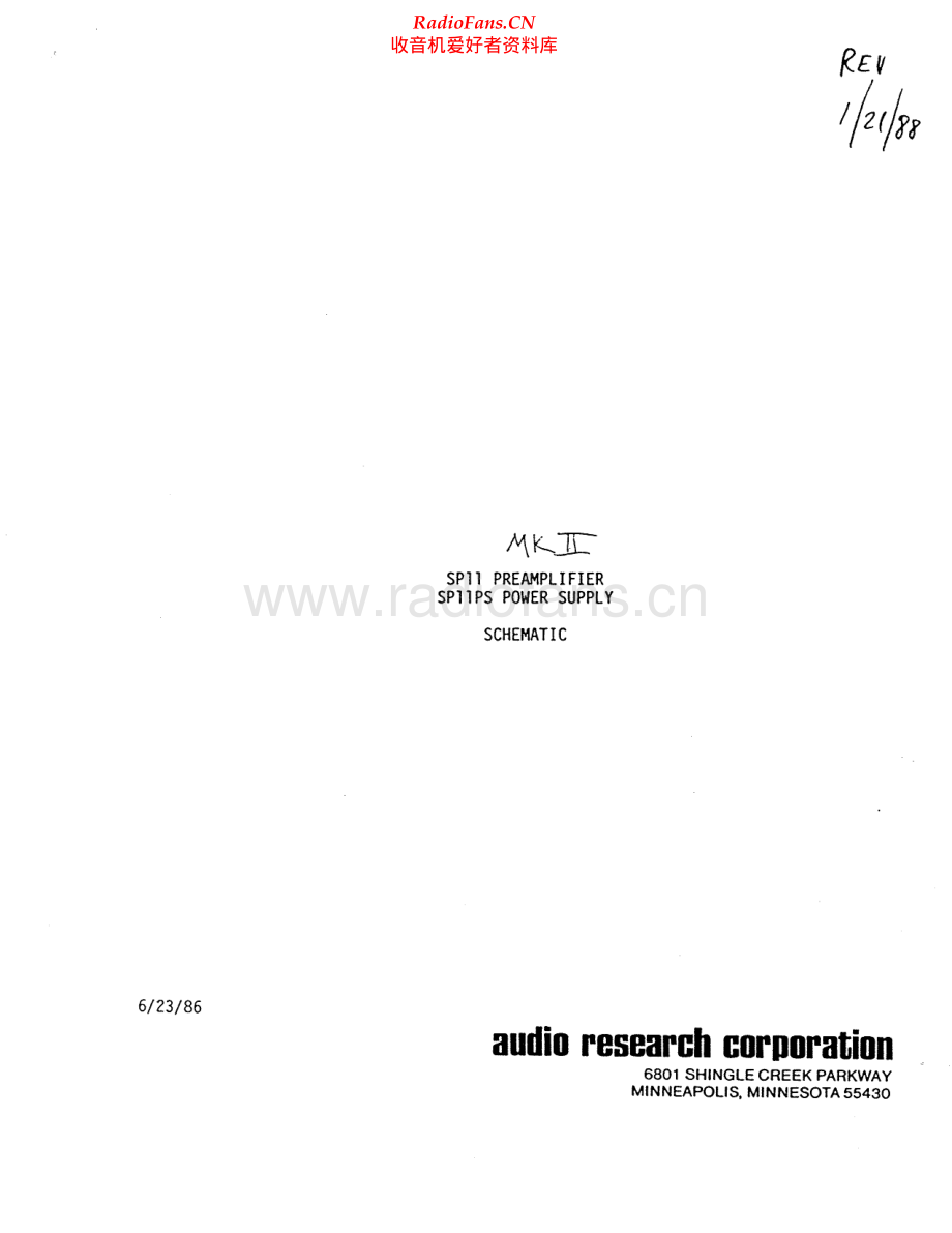 AudioResearch-SP11PSMKII-pre-sch维修电路原理图.pdf_第1页