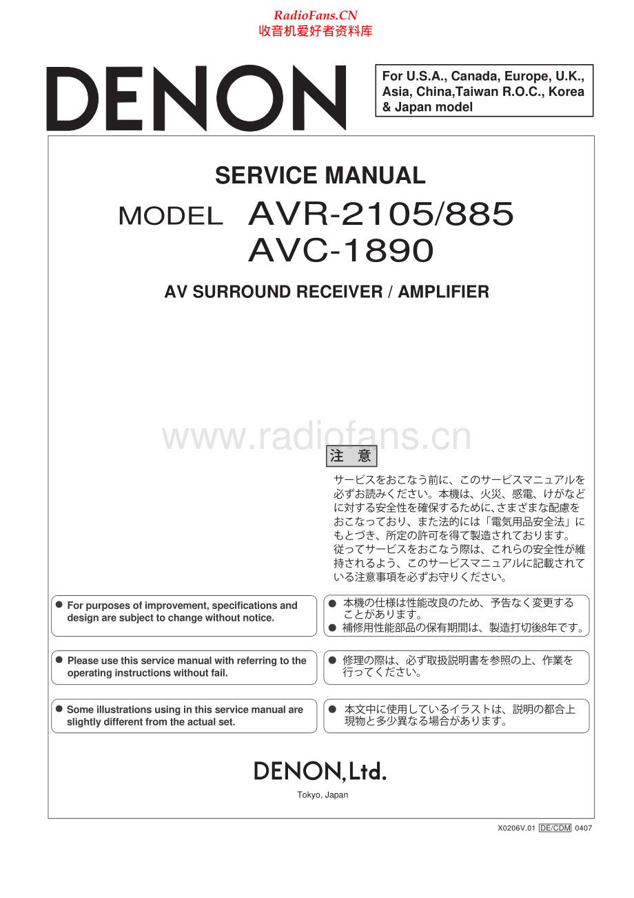 Denon-AVR885-avr-sm维修电路原理图.pdf_第1页