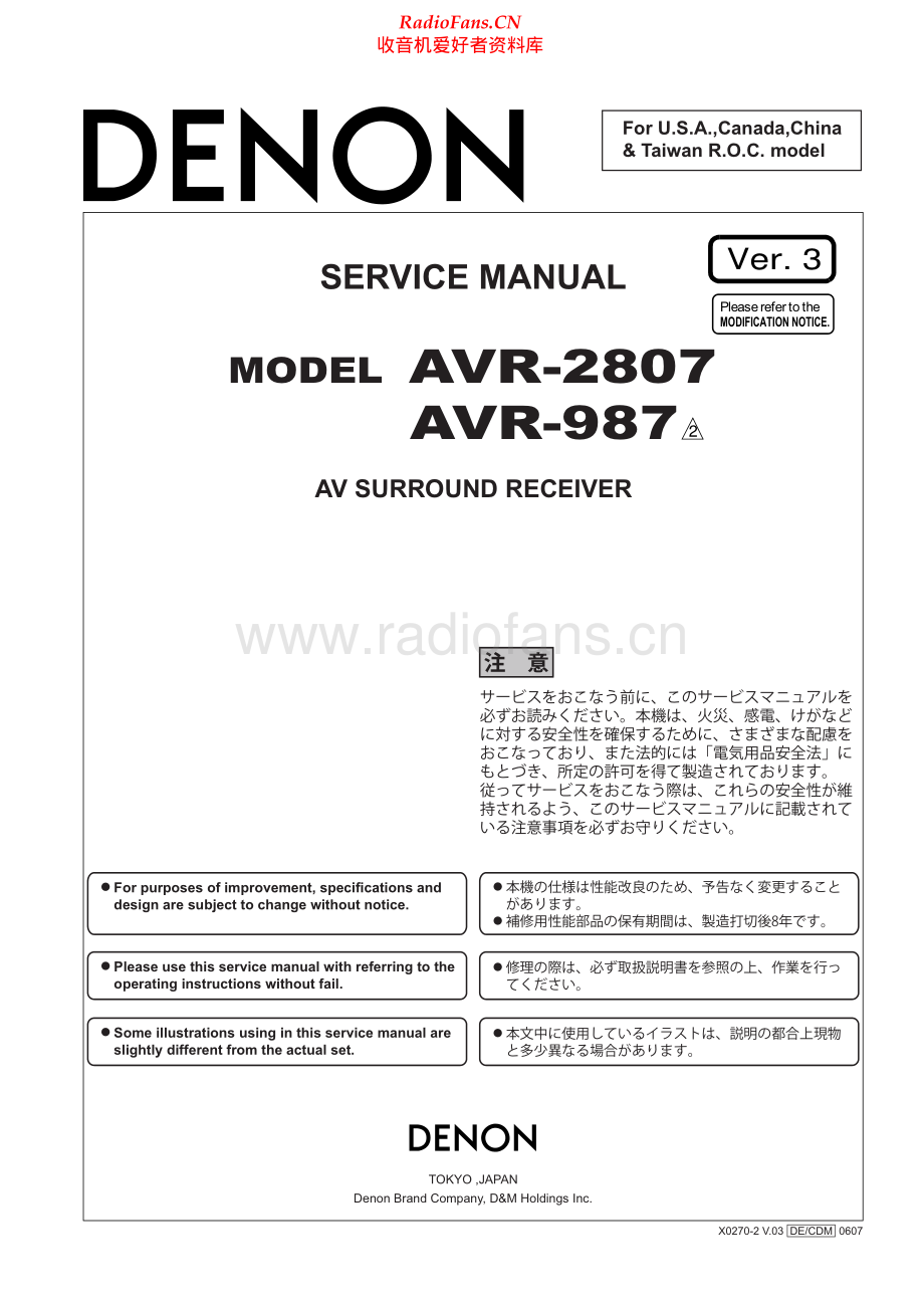 Denon-AVR2807-avr-sm维修电路原理图.pdf_第1页