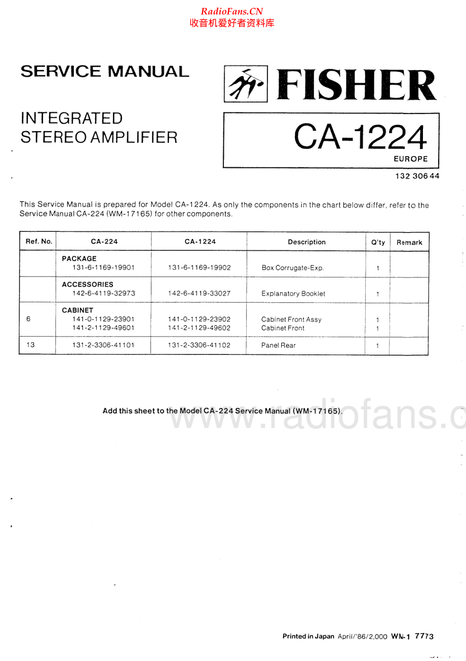 Fisher-CA224-int-sm维修电路原理图.pdf_第1页