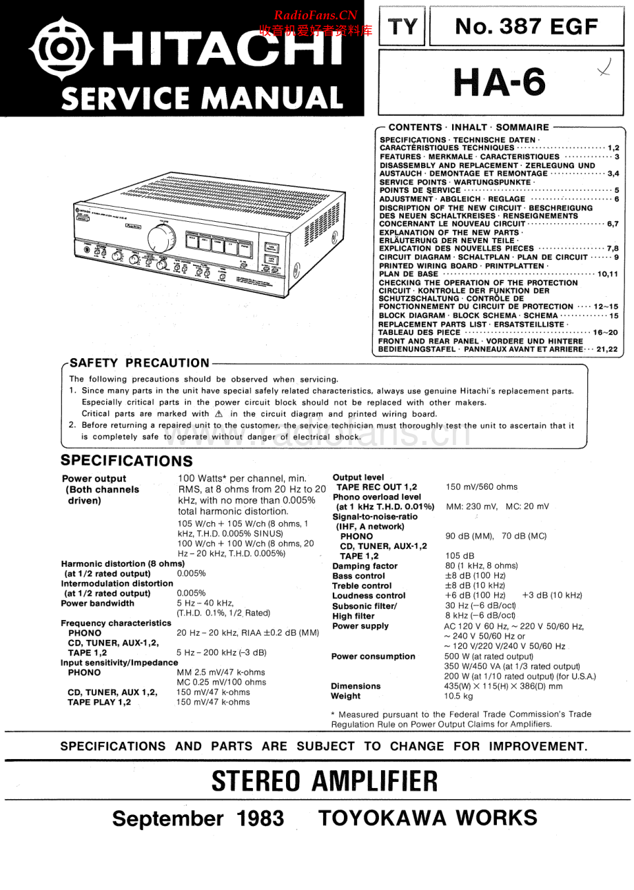 Hitachi-HA6-int-sch 维修电路原理图.pdf_第1页