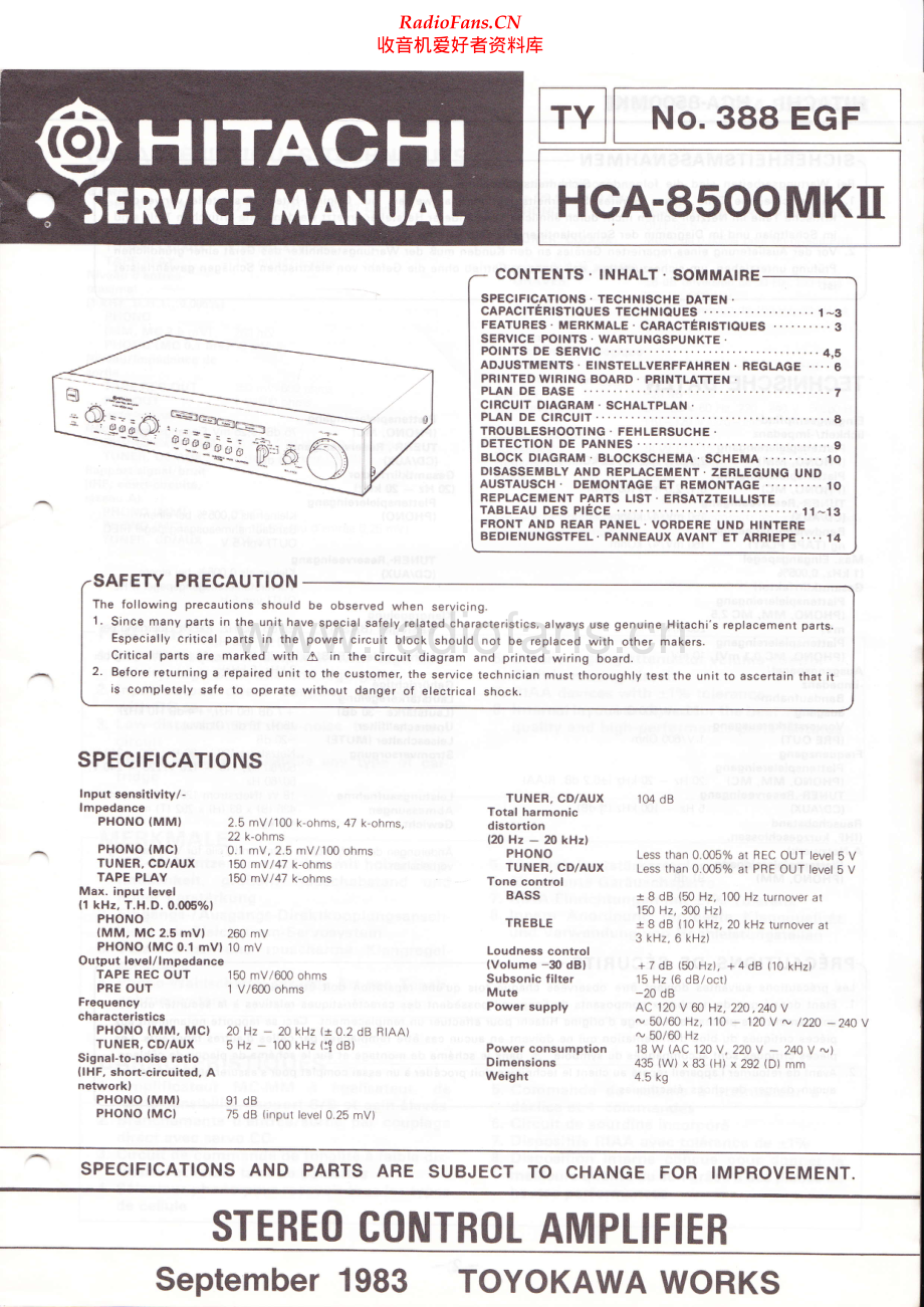 Hitachi-HCA8500_MK3-pre-sm 维修电路原理图.pdf_第1页