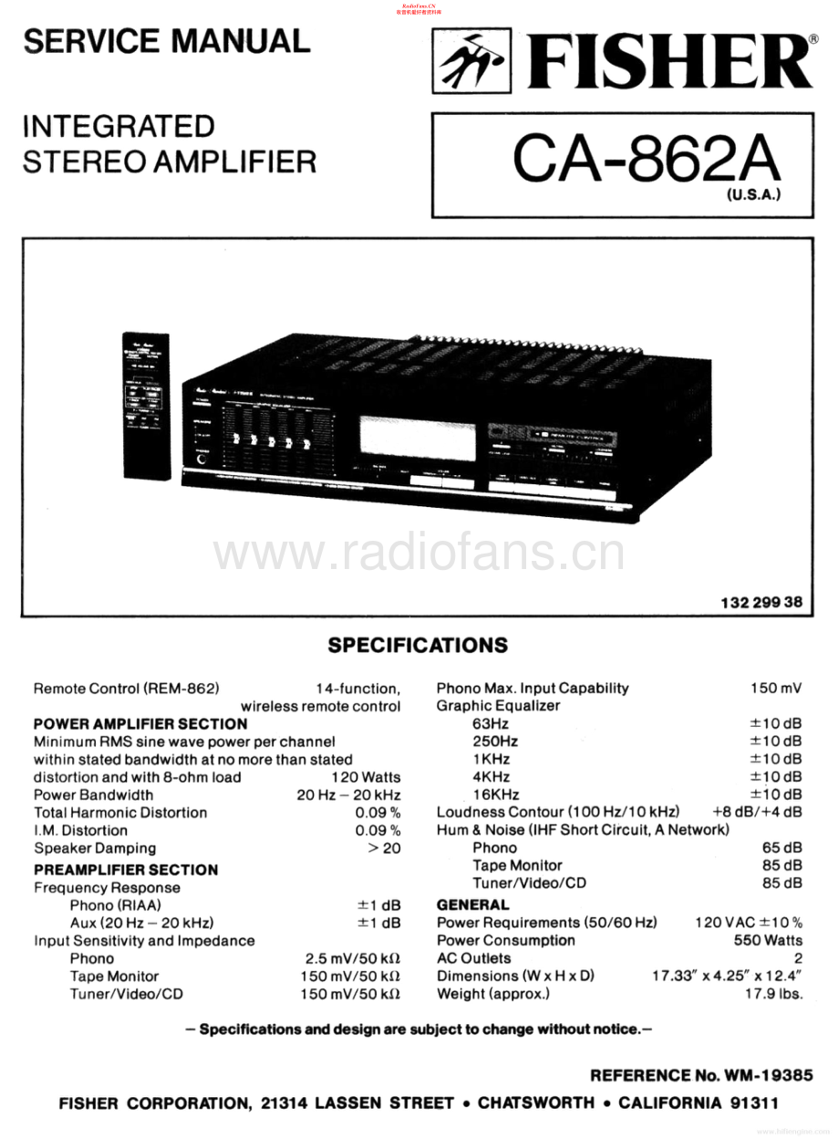 Fisher-CA862-int-sm维修电路原理图.pdf_第1页