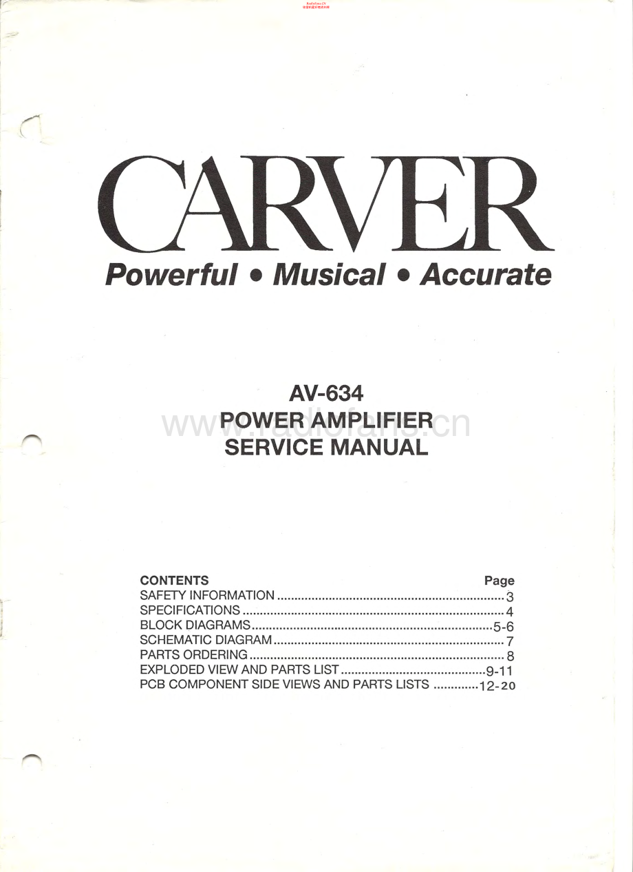 Carver-AV634-pwr-sm维修电路原理图.pdf_第1页