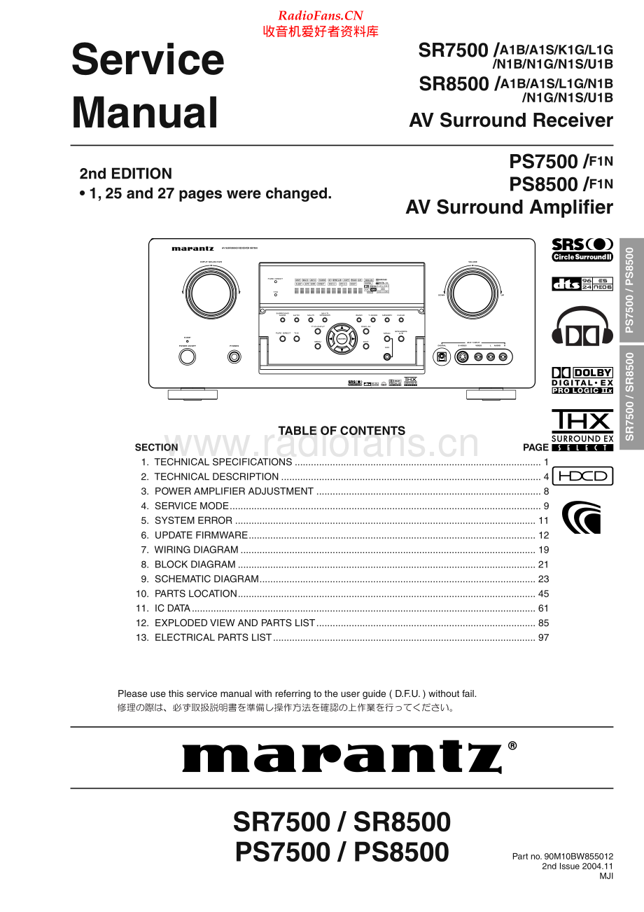 Marantz-SR7500-avr-sm 维修电路原理图.pdf_第1页