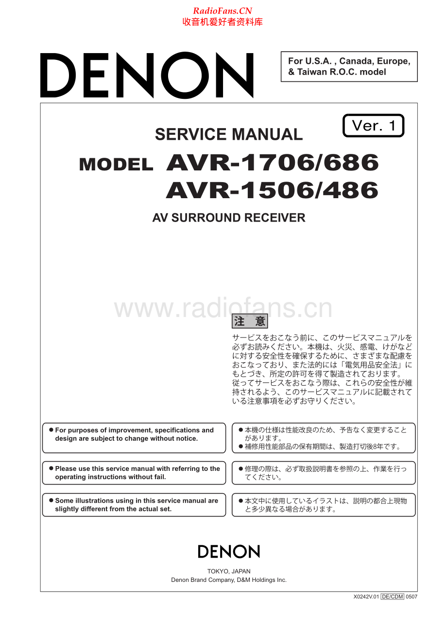 Denon-AVR1706-avr-sm维修电路原理图.pdf_第1页