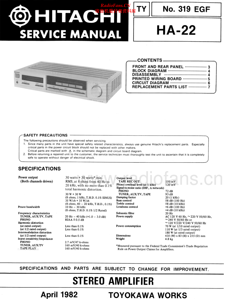 Hitachi-HA22-int-sm 维修电路原理图.pdf_第1页