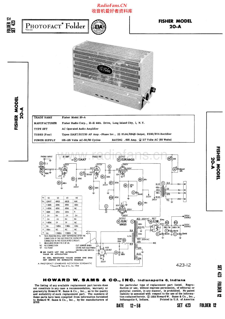 Fisher-20A-pwr-sch维修电路原理图.pdf_第1页