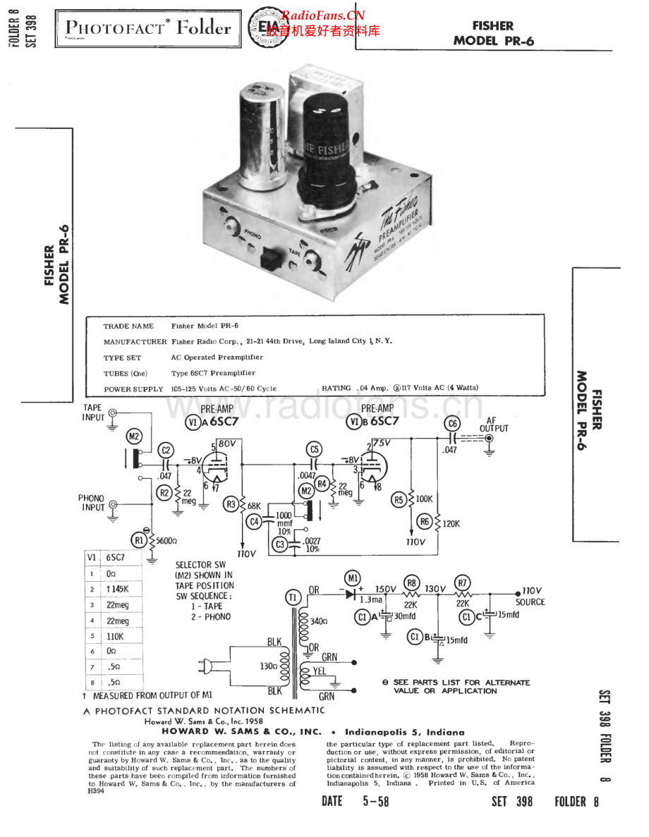 Fisher-PR6-pre-sm维修电路原理图.pdf_第1页