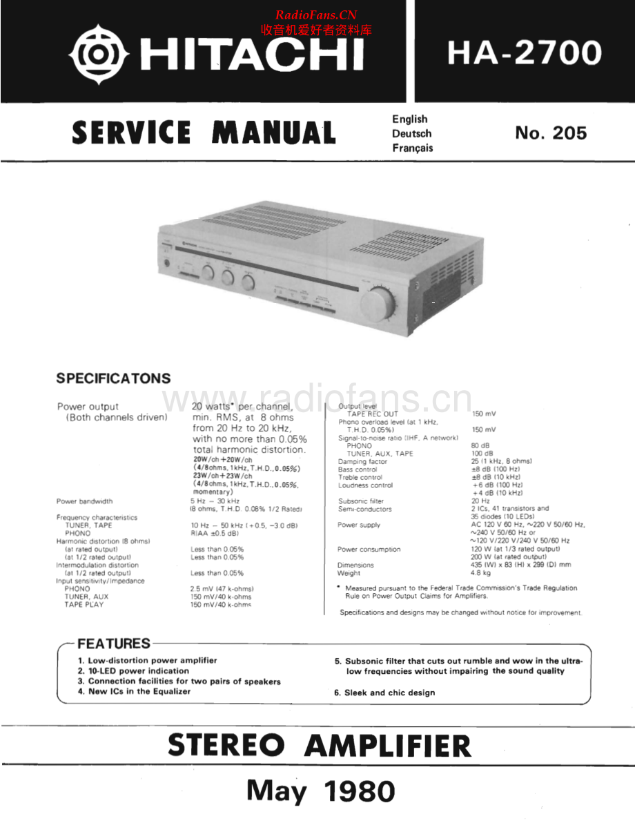 Hitachi-HA2700-int-sm 维修电路原理图.pdf_第1页