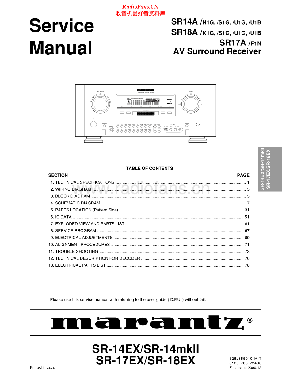 Marantz-SR14EX-avr-sm 维修电路原理图.pdf_第1页