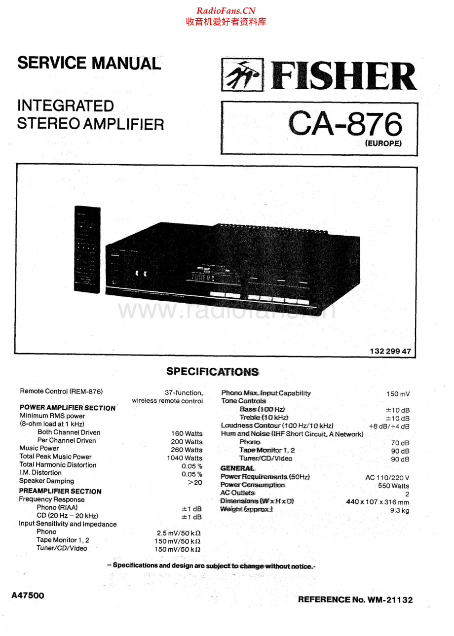 Fisher-CA876-int-sm维修电路原理图.pdf_第1页