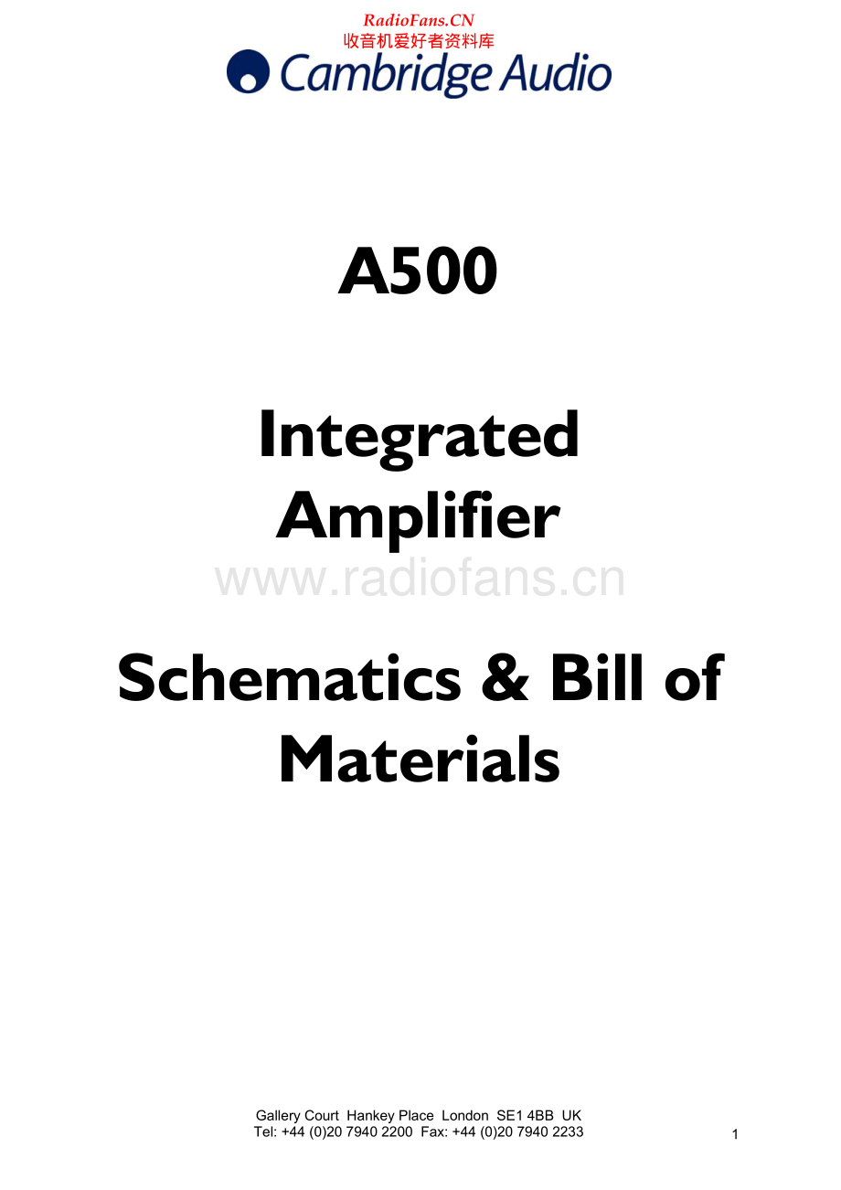 Cambridge-A500-int-sch维修电路原理图.pdf_第1页